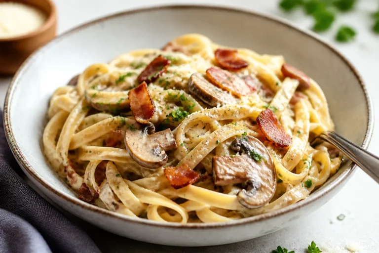 Creamy Bacon Mushroom Pasta &ndash; Comforting, Rich, and Ready Tonight