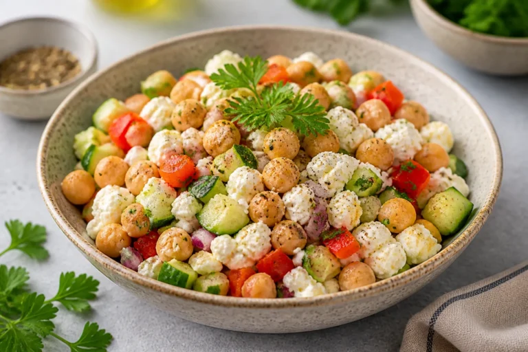 High-Protein Cottage Cheese & Chickpea Salad (Fresh, Healthy & Ready in 10 Minutes!) – A Fast, Satisfying Meal