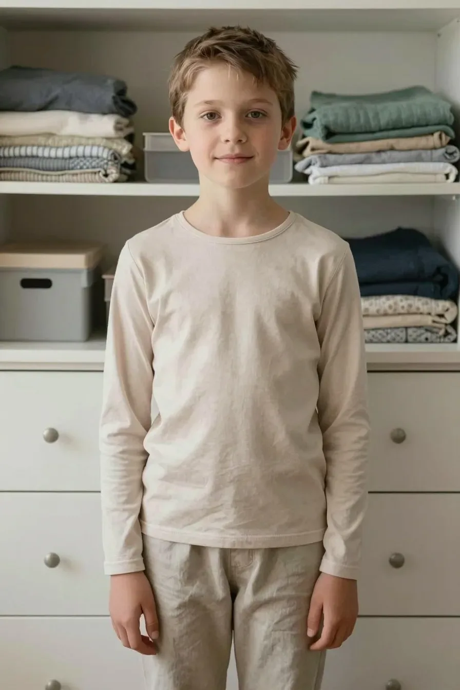 Top-down view of a tidy dresser with neatly folded textiles and small storage boxes; soft natural light, beige and green color scheme; no people, no text, no words, no letters, no watermark, no logo. wholesome family-friendly safe-for-work image. If any human appears, use tasteful modest everyday clothing with upper body, shoulders, chest, torso, waist and legs covered, natural simple relatable styling, calm neutral mood, appropriate for a general audience. high quality photorealistic image, sharp focus, natural true-to-life colors, coherent realistic anatomy, exactly two arms per visible person, exactly two hands per visible person, five fingers on each visible hand, one unique natural face per visible person, balanced facial symmetry, one clear main subject, uncluttered background, only props that directly match the article topic and section