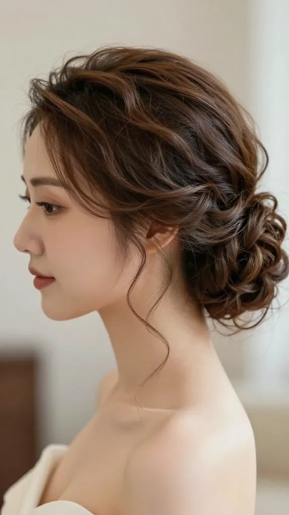 A close-up, high-resolution portrait of a bride with a texture-forward crown drape: soft, cascading curls draped across the crown and top of her head like a delicate curtain, creating a graceful arc that balances volume with a regal silhouette. The hairstyle should show minimal accessories, with subtle pinning securing the curls into a gentle arc and a light gloss to emphasize the curl pattern. The look reads as cohesive from every angle, with the layers blended to maintain smoothness. The bride wears a regal wedding gown in an elegant setting with soft, natural lighting, ensuring no text appears in the image. The main subject mirrors the article&rsquo;s title: a radiant bride showcasing a texture-forward crown drape that highlights hair texture and silhouette. Realistic, ultra-detailed photography, shallow depth of field to emphasize the hairstyle, with true-to-life skin tones and natural makeup.