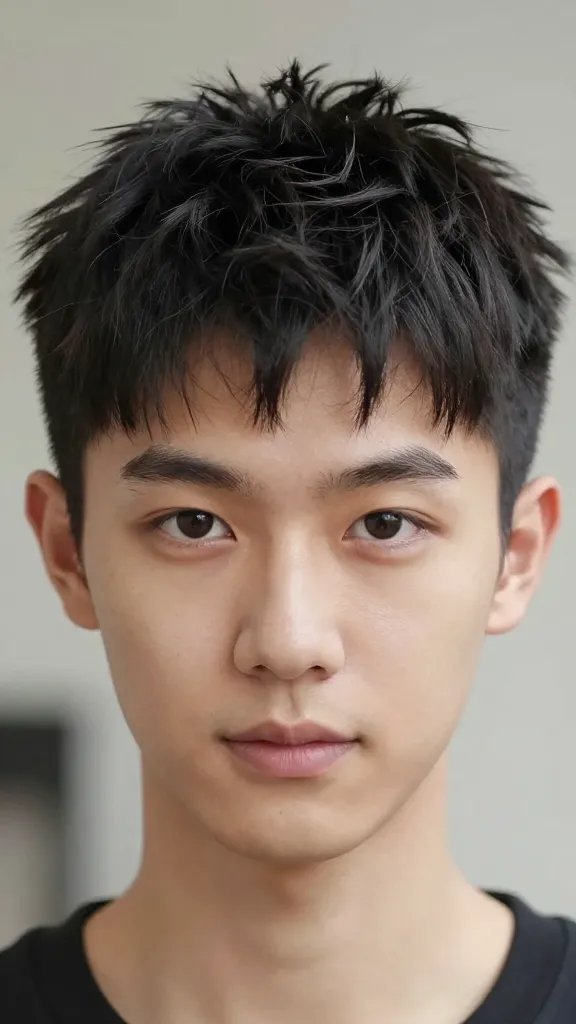 A high-quality, realist portrait of a stylish person with a faux hawk of texture: the top hair styled with soft, layered texture to create height and volume in the center, while the sides are kept relaxed and slightly loose with a gentle taper. The subject has a confident, approachable expression, subtle makeup or natural skin tone, and soft lighting that highlights the textured strands and creates gentle shadows to emphasize the hair's shape. The background is neutral and slightly blurred to keep focus on the hairstyle, capturing a modern, wearable look that visually slimly balances fuller cheeks. No text in the image.