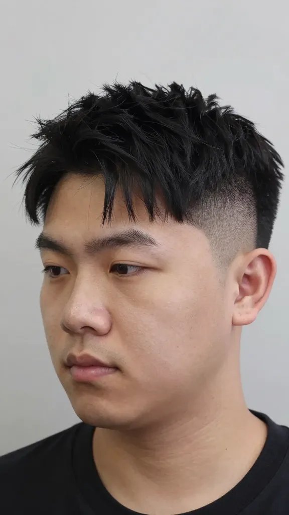 Create a high-resolution, realistic portrait of a stylish man with a chubby-face silhouette showcasing a Side Sweep with Low Fade. The subject has a softly contoured, balanced facial shape with a gentle side-swept fringe that frames the face without adding bulk. Feature a low fade on the sides that tapers cleanly into the natural hairline, giving a polished, low-maintenance look. The top hair should have a subtle, natural flow that is swept to one side, creating a leaner, elongated illusion while remaining understated and refined. The overall vibe is minimalist yet sophisticated, with soft lighting that highlights texture and shine without harsh shadows. The background should be neutral and unobtrusive to keep the focus on the hairstyle and the subject&rsquo;s confident, easygoing expression. The image should feel like a professional studio photo: crisp details, accurate skin tones, and realistic hair texture, with no text or overlays.