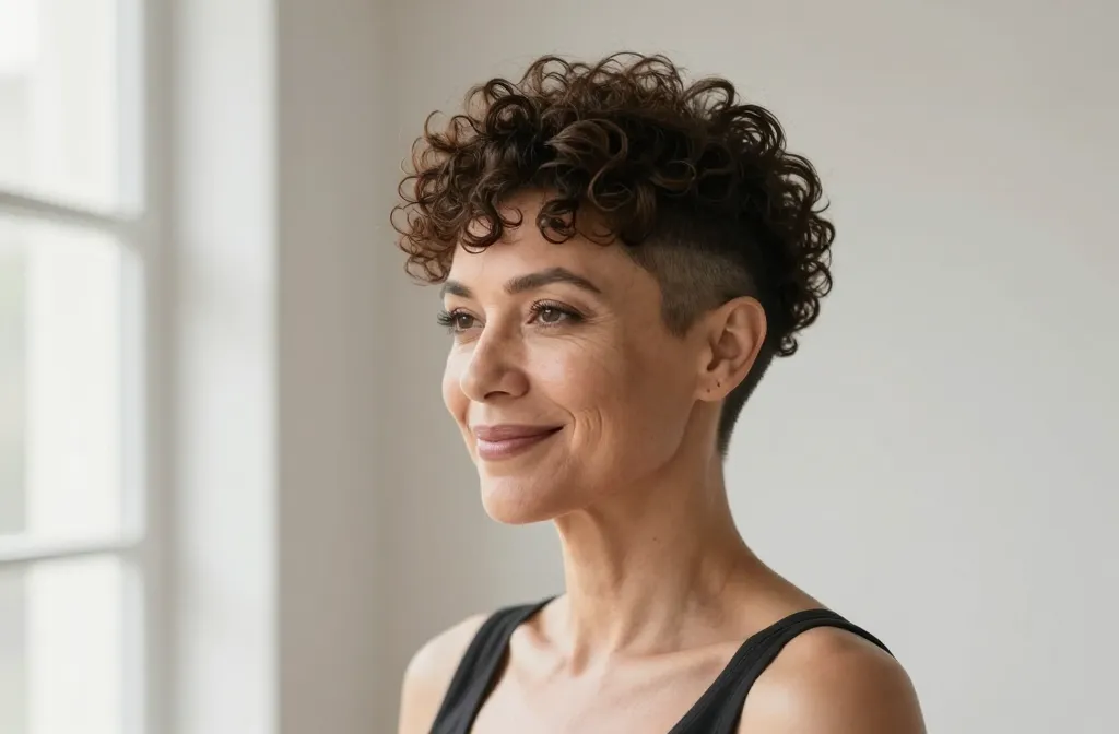 15 Curly Pixie Cuts with Shaved Sides for Women Over 40 ⭐