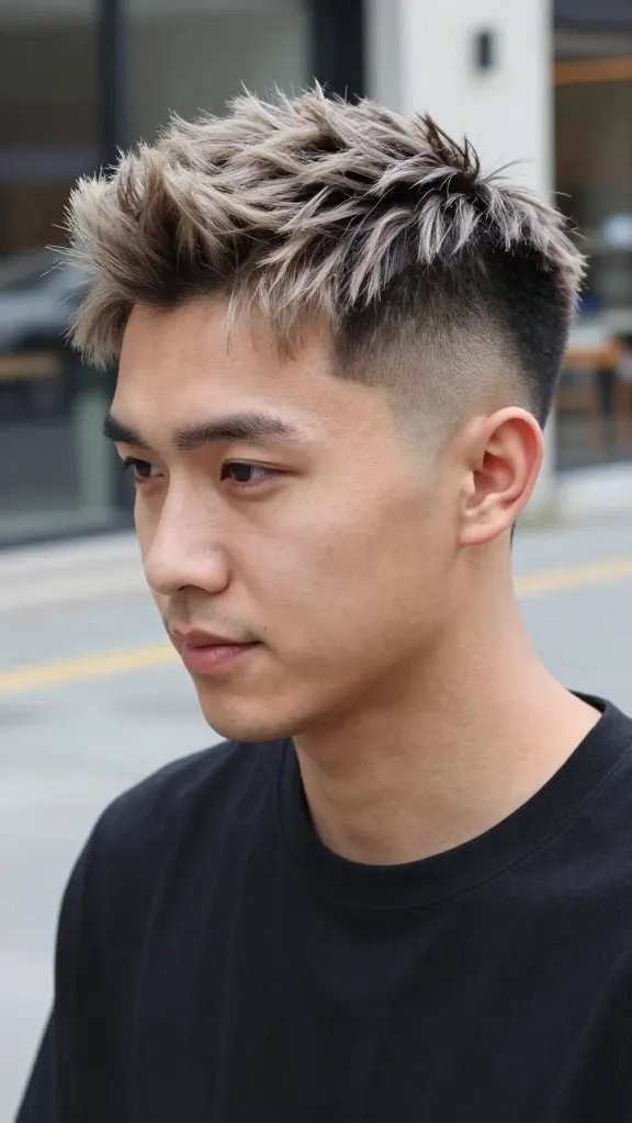 A realistic, high-quality close-up portrait and full upper-body shot of a stylish man with a mid fade and tapered back undercut, facing slightly to the side with a confident, relaxed expression. The hair features two tones of contrast: a lighter top length of 2 to 3 inches that transitions into a darker, tapered back for seamless blend, showcasing depth and texture. The top has subtle, natural-looking texture created with a flexible clay styling product, emphasizing a casual-cool to smart-casual vibe. Lighting is natural with soft shadows to highlight the fade, texture, and two-tone contrast. Background is clean and unobtrusive, suggesting a modern, everyday setting (urban street or caf&eacute;) without distractions. The overall image should feel cinematic and polished, with sharp focus on the hair details and realistic skin tones. No text or logos in the scene.