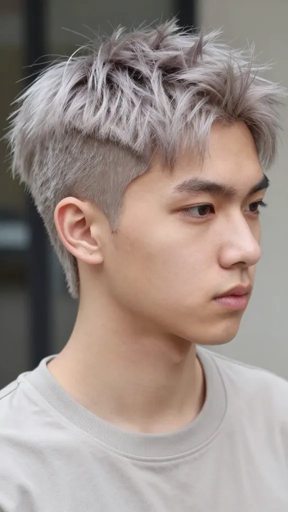 Create a hyper-realistic, high-resolution portrait of a stylish young man with ash-blonde hair, featuring a sharp mid fade with clean lines. The hair should have cool ash undertones, a slightly textured top 2 to 3 inches long, and subtle highlights to enhance contrast. The subject is photographed shoulder-to-head in natural, soft lighting that flatters light skin tones and brightens the complexion, exuding a modern, slightly rebellious vibe without shouting. He wears a simple, solid-colored crew-neck shirt in a neutral tone to keep the focus on the hair. The background is blurred and neutral, ensuring the hair and line work stand out with crisp detail. No text or logos in the image.