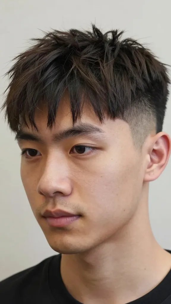 A high-resolution, photorealistic portrait of a young adult male from the shoulders up, showcasing a layered-texture hairstyle with a subtle drop fade as described. The top layers should have natural movement with soft, airy layers, avoiding heavy blunt lines, while the sides gradually taper and drop away to a clean, smooth fade. The hair should look healthy with a gentle shine, and the texture should be achieved with light scissor-over-comb technique, showing slight layering and a soft blend without over-bleaching on the top. The subject has a relaxed, confident expression, slight stubble or clean shave, and natural lighting that emphasizes the texture and drop fade from multiple angles. The background is neutral and unobtrusive to keep the focus on the haircut, with the head slightly tilted to reveal the layered top, soft side profile, and the subtle drop at the temples. No text or branding on the image.