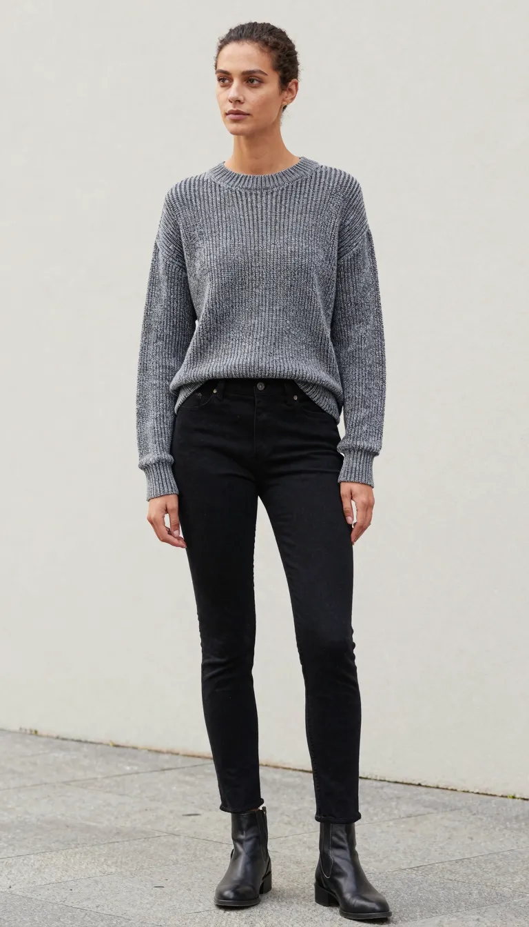 Black Skinny Jeans with Luxe Knitwear
