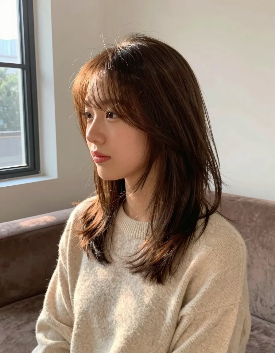 Butterfly Cut with Curtain Bangs