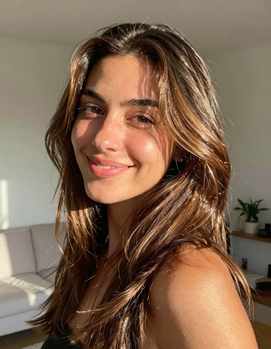 Buttery Caramel Lowlights with Lightened Strands