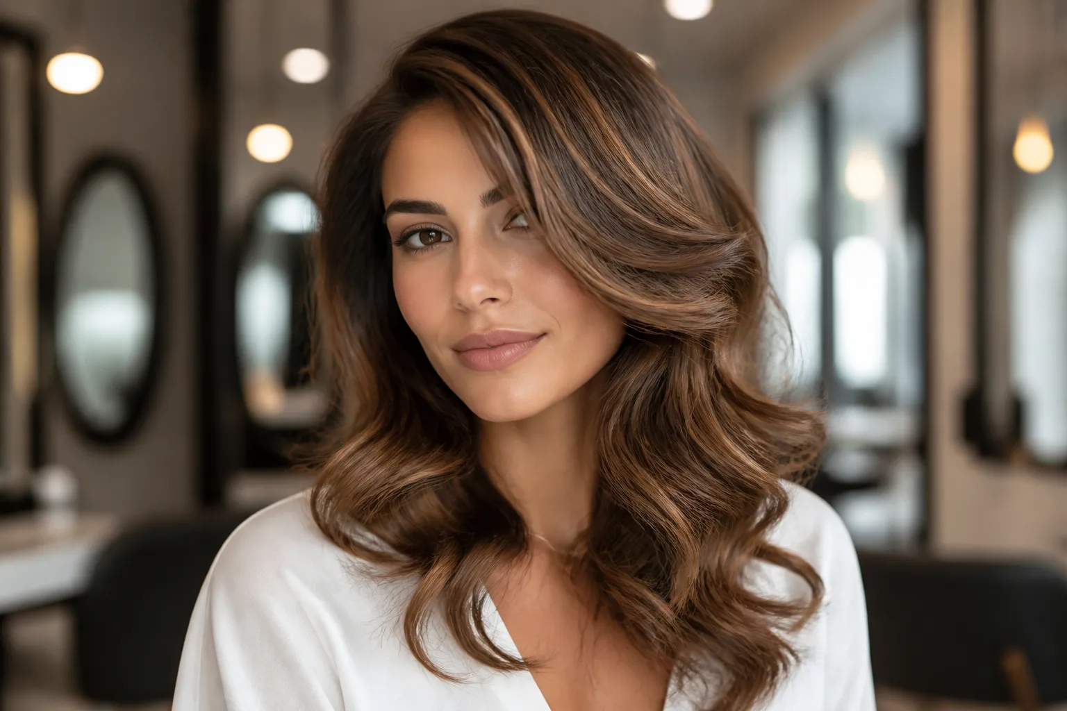 Curly or Wavy Layered Side-Part Look