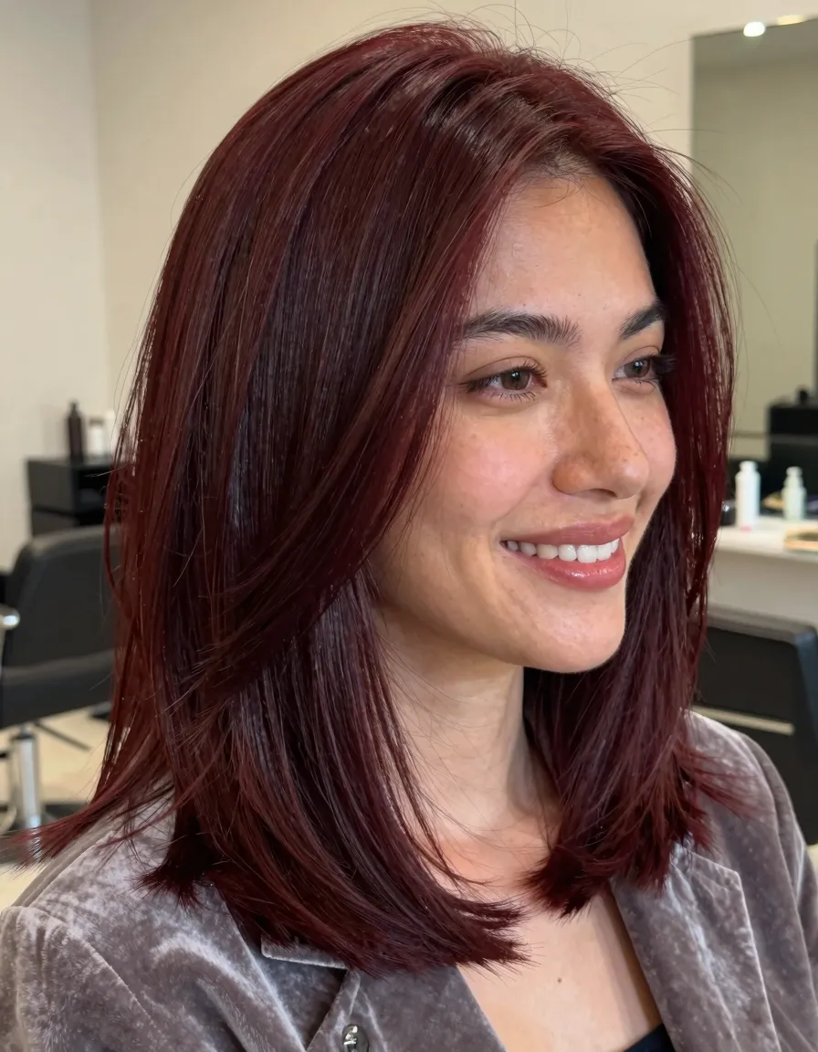 Deep Cherry Mahogany for Fine Hair