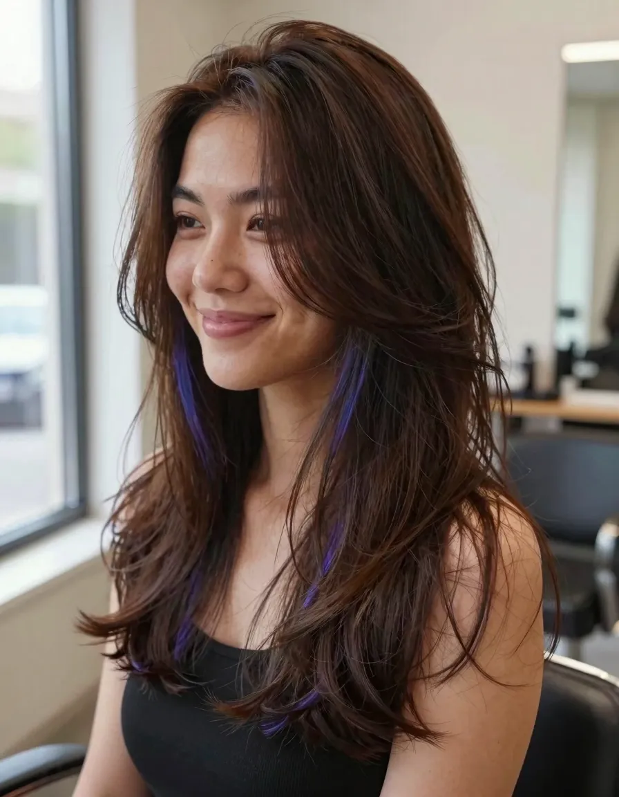 Espresso with Violet-Blue Undertone Highlights