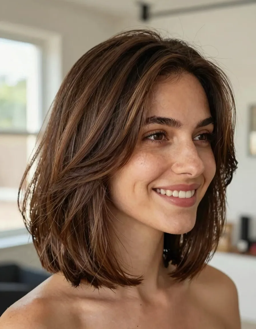 Layered Bob with Butterfly Texture