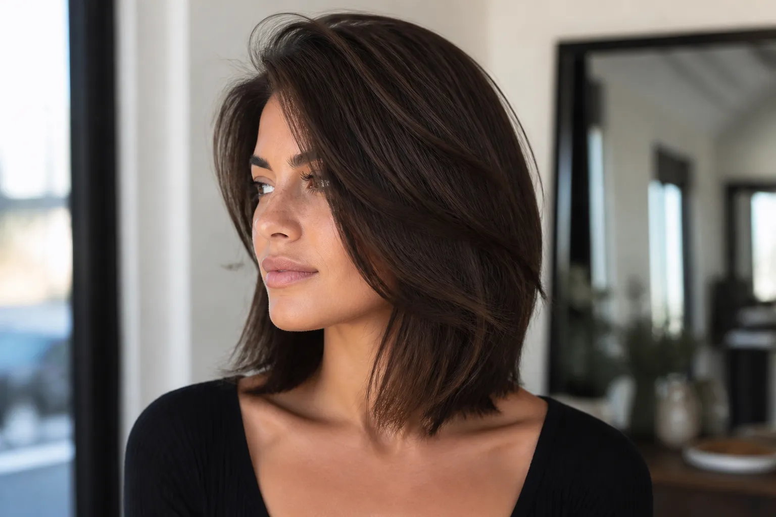 Layered Bob with Side-Swept Front