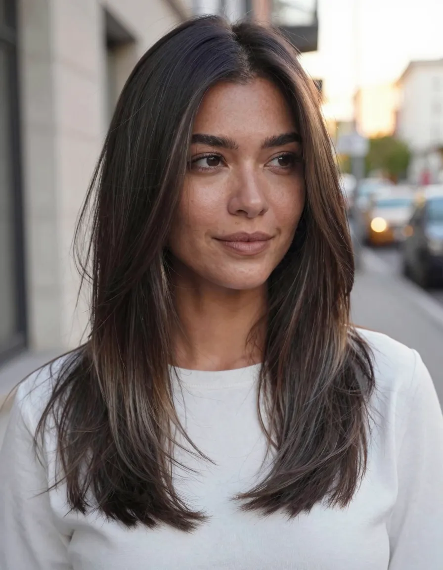 Minted Espresso Balayage with Cool Undertones