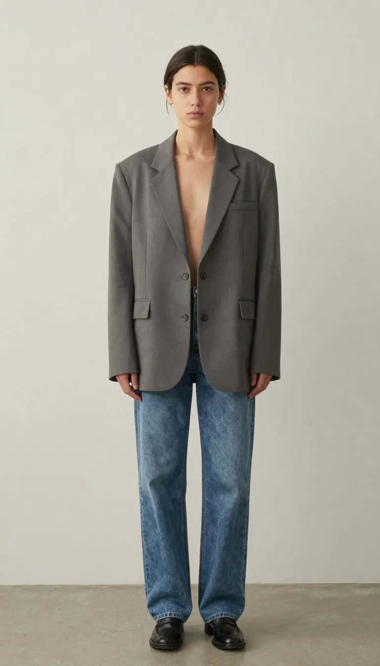 Oversized Blazer with Straight-Leg Jeans