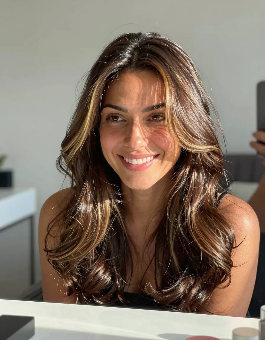 Soft Buttercup Highlights on Espresso Brown