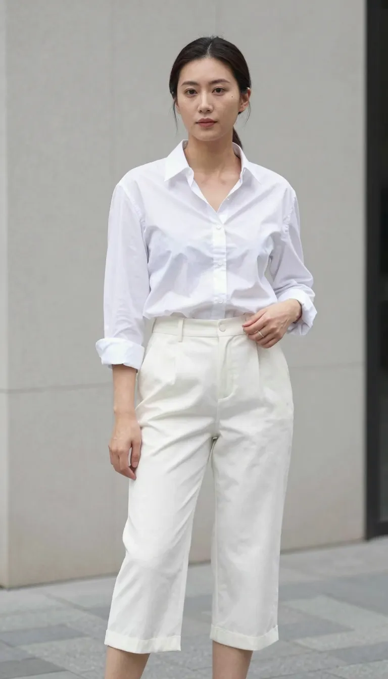White Button-Down with Tailored Culottes