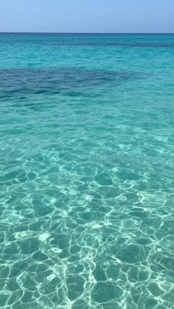 Turquoise gulf water meeting shoreline, calm day