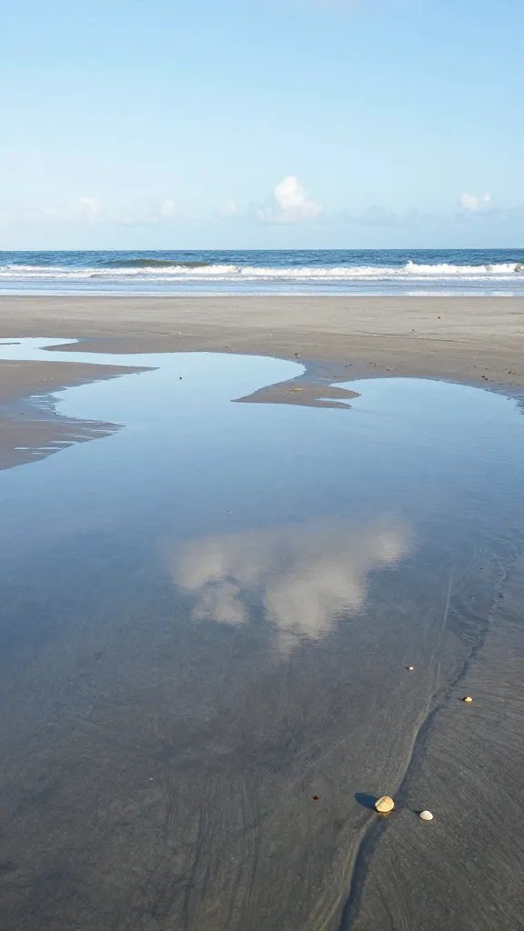 "small tide pools with reflections, Clearwater Beach"