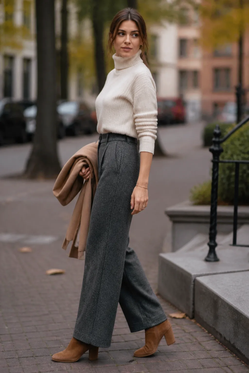 Cozy Wool Trousers with Turtleneck