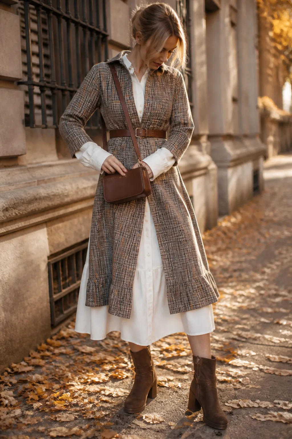 Layered Shirtdress with Boots