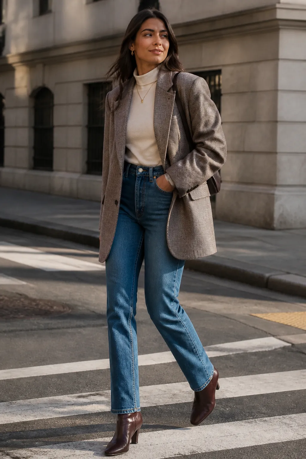 Oversized Blazer with Straight-Leg Jeans